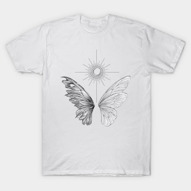 Yin Yang Butterfly T-Shirt by Asong
